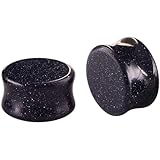 BWDHJLEY Juego de 2 dilatadores de piedra, túneles, piedra azul oscuro, para hombres y mujeres, 0G(8mm), Piedra, Sin piedra preciosa