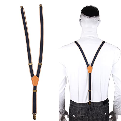 Mens Bretels Bretels - Verstelbare Maat Elastische Y Terug Stijl Bretels 3 Metalen Clip Elastische Bretels Mannen Bretels Zwarte Bretels Retro Stijl Mens Bretels Voor Broek - Afbeelding 3