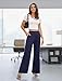 FireSwan Women's Wide Leg Dress Pants High Waisted Stretchy Work Trousers Business Casual Office Pull on Slacks with Pockets Navy