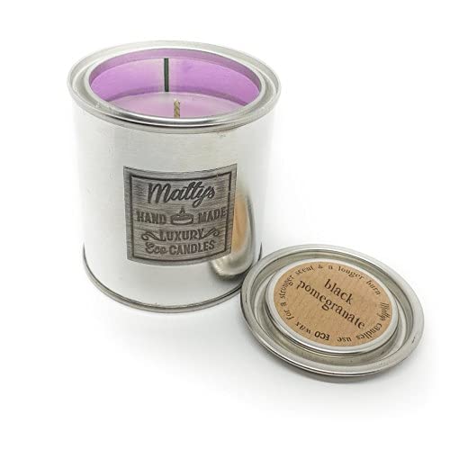Black Pomegranate Matty's Candles Black Pomegranate Scented Coconut & Rapeseed Candle. ECO Recyclable Packaging. Vegan Friendly