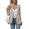 Women’s Blazers Business Casual Padded Shoulder Blazer – Long Sleeve Slim Fit Work Office Suit Jackets with Pockets