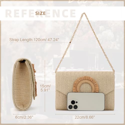 Image of GOKTOW Straw Clutch Purse Rattan Summer Woven Beach Handbags for Women Wedding Vacation Travel Party 2025