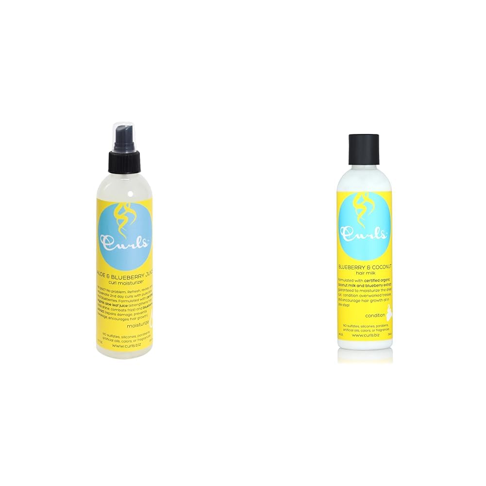 Curls Blueberry Bliss Aloe & Blueberry Juice Moisturizer 8oz & Blueberry Bliss Blueberry & Coconut Hair Milk 8 Fl Oz
