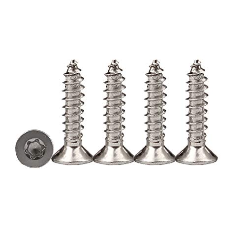 Drenky 100pcs M4 x 16 Vis à bois à tête fraisée Torx entièrement filetée pour aggloméré A2 Vis autotaraudeuses en acier inoxydable Quincunx standard Fixation à filetage complet pour le travail du bois