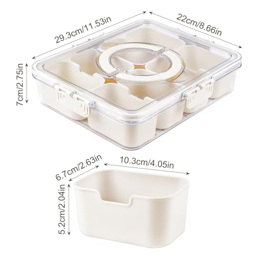 Divided Serving Tray with Lid & Handle - Snackle Box Container Organizer for Fruit, Candy, Nuts,Snacks - 8 Compartments Serving Platter for Picnic, Party, and Travel - Image 7