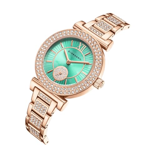 Image of Giordano Luxury Analog Watch for Women - Elegant Crystal Design with sub dial and Diamond Studed statinless Steel Strap