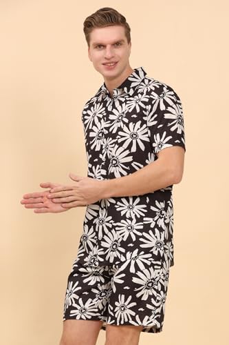 Image of Mens Printed Casual Shirts and Shorts Set Button Down Co-ord Set