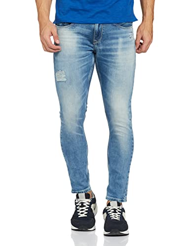 Image of Spykar Men's Mid Rise Mid Tone Wash Cotton Tapered Fit Jeans (S21K-01BA-016BU-P)