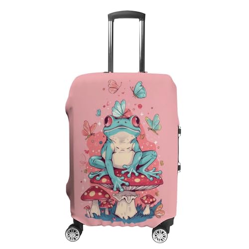 Pink Frog Lovers Cute Mushroom Travel Suitcase Protector Luggage Cover Protective Washable Anti-scratch Baggage Cover