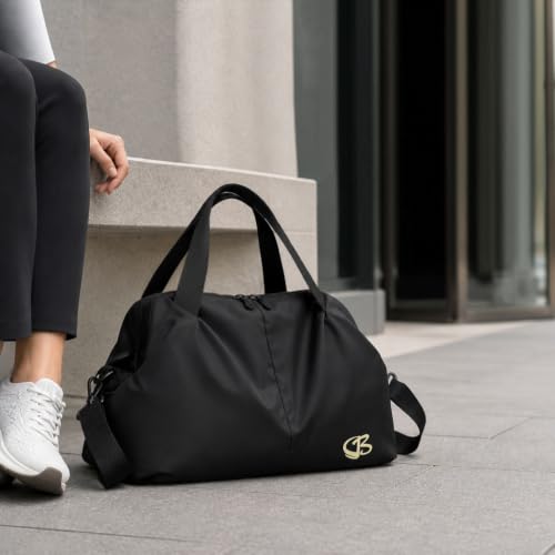 Fitness Bag for Women Small Black, 17" Gym Bag with Wet Pocket Waterproof Portable Sports Tote for Swimming, Weekend Travel - image 2