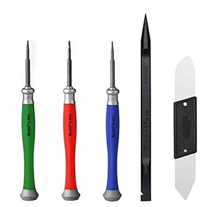 Kaisi 5pcs MacBook Repair Tool Kit Precision P5 Pentalobe Screwdriver, T5 Torx and PH000 Phillips Screwdriver with Ultra-Thin Steel and Nylon Spudgers for MacBook Pro & MacBook Air with Retina Display