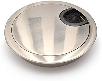 GTV 60MM METAL DESK CABLE TIDY OUTLET GROMMET INSERT (Brushed Steel) (2 x)