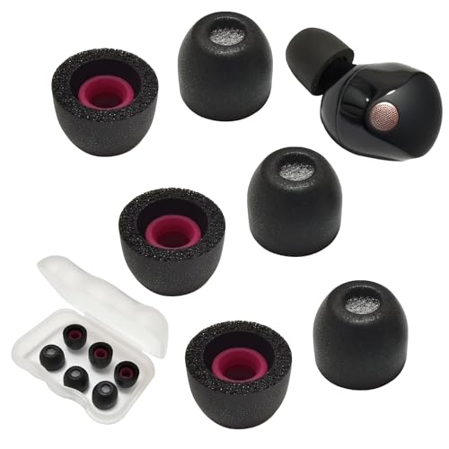 Image of Extra Small Memory Foam Eartips for Sony WF-1000XM5 - Replacement Tips Noise Isolating Fit Charging Case 3 Pairs Black