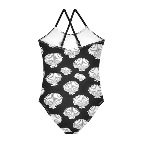 White Seashell Girls One Piece Swimsuits Quick Dry Beach Swimwear Bathing Suit2