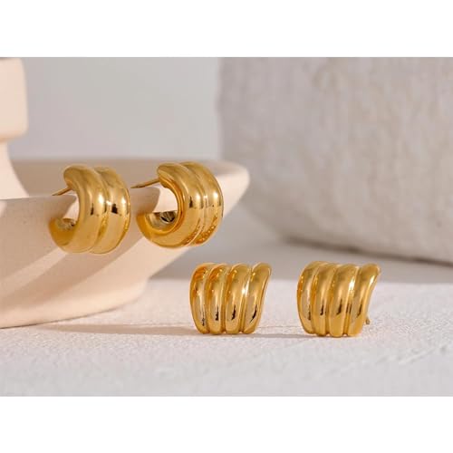 Boucles d'oreilles stud hoop épaisses avec fermoir sécurisé et structure géométrique légère