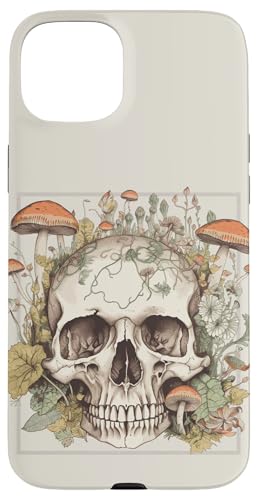 Goblincore Aesthetic Vintage Botanical Mushrooms Skull �X�}�z�P�[�X iPhone 15 Plus �p