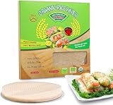 TANISA 24 Sheets Organic Rice Paper Wrappers, Spring Roll Wrappers for Fresh roll (22cm, Round, 7.05 oz/pack) Organic White, Rice Papers Sheets, Non GMO, Gluten Free, Made In Vietnam, Banh Trang Goi Cuon