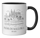 Palma de Mallorca Spain Minimalist Beach Travel Souvenir Ceramic Mug, Black/White