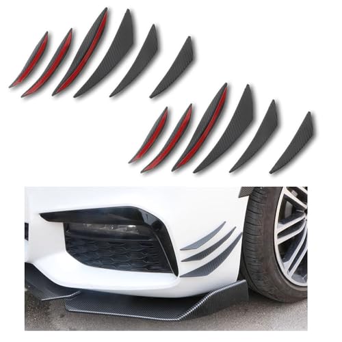 Ygapuzi 12 Pcs Universal Car Spoiler Canards Kit Personalized Crescent Cars Front Bumper Lips Splitter Car Body Decoration Decal Sticker Accessories for Car SUV Truck (Carbon Fibre)