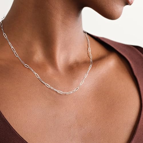 IEFWELL Solid 925 Sterling Silver Necklace for Women Men - 3.5mm Sterling Silver Paperclip Chain Necklace for Women Hypoallergenic Soft Sturdy Necklaces 16 18 20 22 24 inches Jewelry Gifts for Her4