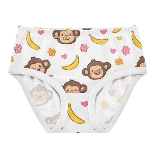 Wusikd Cute Monkey Girls' Underwear Cotton Banana Flowers Girls Briefs Soft Toddler Underwear 2T