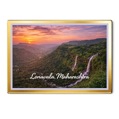 Image of Decorative Fridge Magnet with Glowing Border | Pack of 1 (Lonavala, Maharashtra, 4x3 inch - Golden Border)