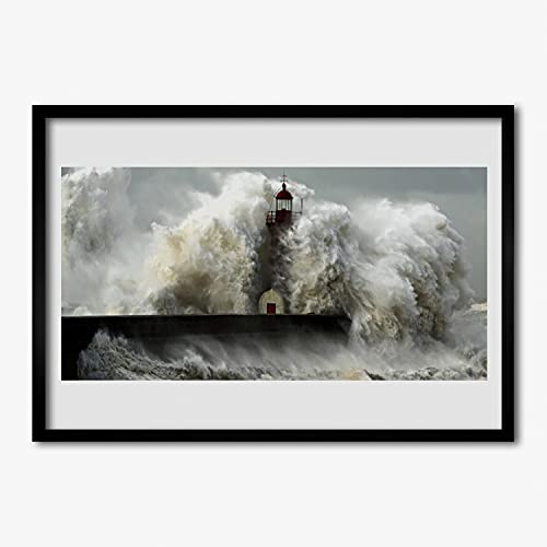 Affiche encadrée salon et chambre paysage de phare Tulup cadre MDF 70x50