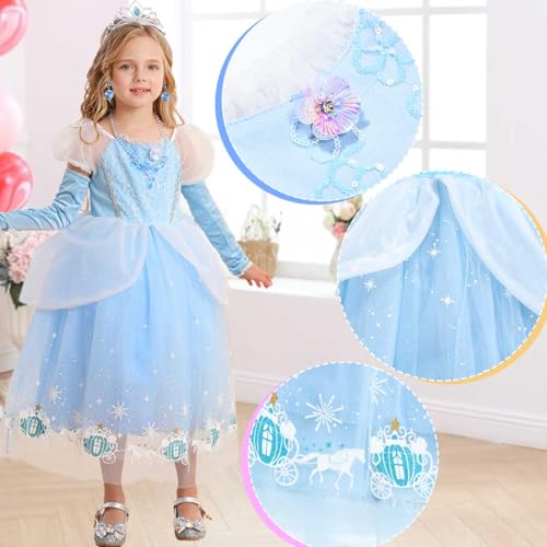 Disfraz princesa azul para niñas 5-6 años miniatura 5