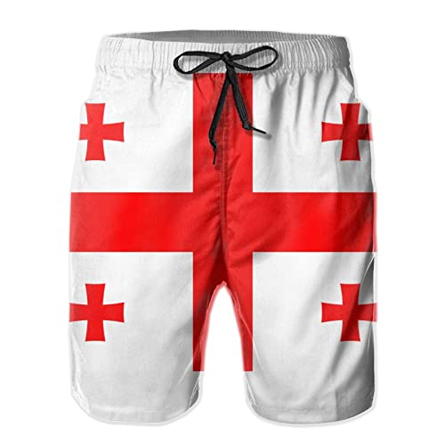 Georgian Flag Swim Trunks Quick Dry Board Shorts with Mesh Lining Beach Shorts Printed Shorts Swimwear