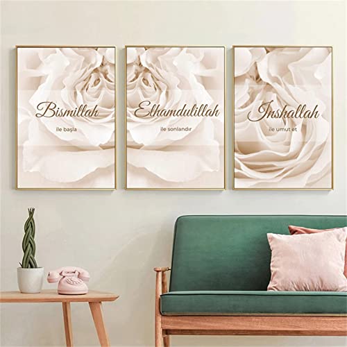 Affiches fleurs islamiques pour un salon élégant et moderne lot de 3