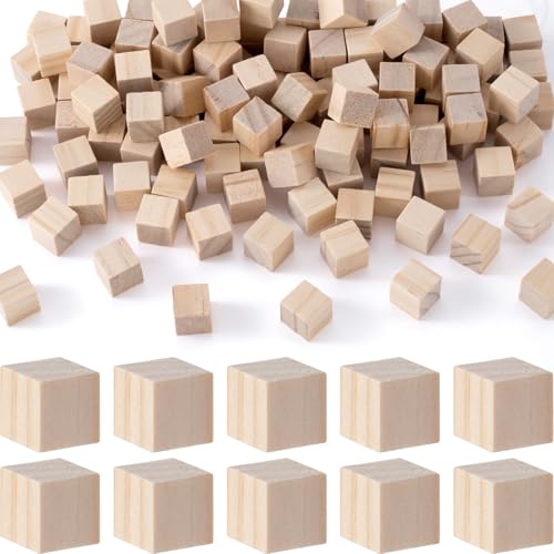 Incinkod 60 Pcs Unfinished Wood Blocks for Crafts 0.5inch/1.25cm Mini Natural Pine Wood Cubes Blank Square Wooden Blocks for DIY Dice STEM Building Stacking Decorating