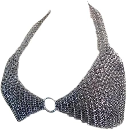 ZafEx Collectible Aluminum Butted Ring Chainmail Halter Bra Medieval Fancy Liger Bra for Women LARP Lovers Halloween Party