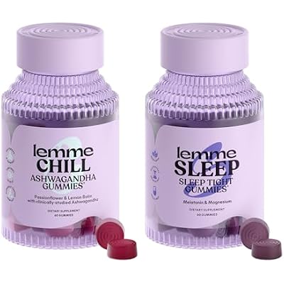 Lemme Chill & Sleep Bundle - Stress Relief Gummies with KSM-66 Ashwagandha & Deep Sleep Gummies with Melatonin and Magnesium to Fall Asleep Faster - Gluten-Free and Non-GMO (Variety Pack of 2)