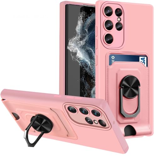 Coque cordon Samsung S22 rose avec porte-carte et anneau
