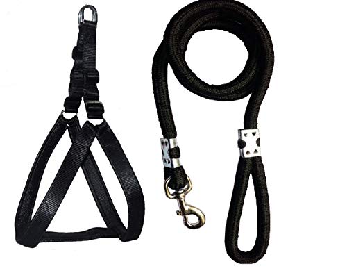 PSK PET MART Nylon Padded Black Adjustable Dog Harness & Black Leash Rope 1" Inch for Medium,Large Pet (Chest Size : 33-42) (B09TFL2L8Z) Amazon Price History, Amazon Price Tracker