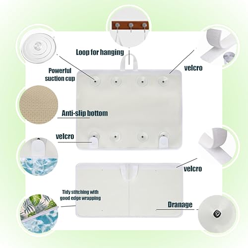 Image of Supa Ant Bath Kneeler -8 Suction Cups & 2 inch Padding.Certified Non Toxic Bath Kneeling Pad for Bath Tub & 5 Bath Toy Organizer. Fast Dry Baby Bath Kneeler and Elbow Rest Pad Set Leaf
