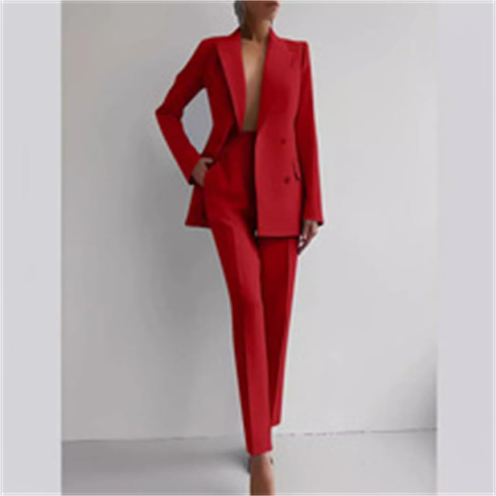 Conjunto elegante de 2 piezas para mujer, conjunto de blazer y pantalones, trajes de trabajo formales de negocios para mujer, trajes de trabajo de oficina