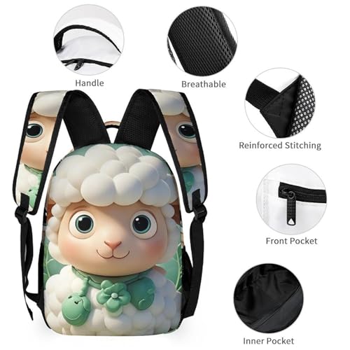 Cute Cartoon Sheep Backpack Set 3 Piece, Durable Backpack Insulated Lunch Bag Portable Pencil Case for Men Women3