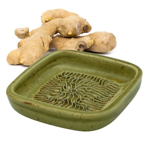 ANCKERAMIC® Rallador de cerámica – Rallador de nuez moscada, rallador de ajo, rallador de jengibre de cerámica, hecho a mano, diseñado en Finlandia, varios colores (verde aguacate)