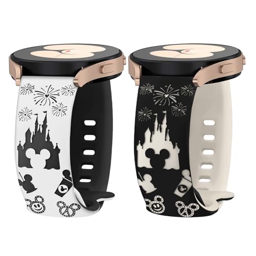 Kimiyaki 2 Pack Cartoon Engraved Band for Samsung Watch 7/6/5/4/FE 40/44mm