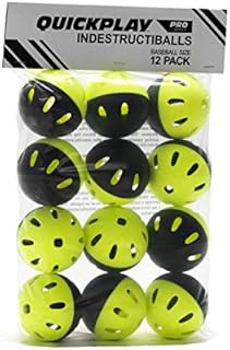 QUICKPLAY Baseball Indestructiballs | Heavy-Duty Training Balls | Long Lasting Limited Flight High Impact Balls | Ultra-Durable Training Balls (Baseball Size (Pack of 12))