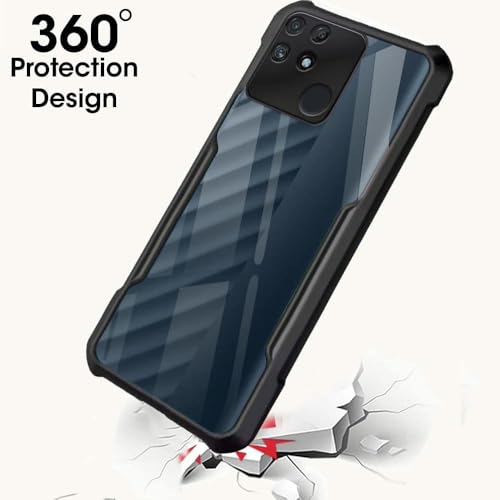 Image of WOW IMAGINE Shockproof Clear Back Cover Case Mobile Cover for Realme Narzo 50A (Hard | Hybrid PC + TPU | Full Armour Device & Camera Protection | Black)