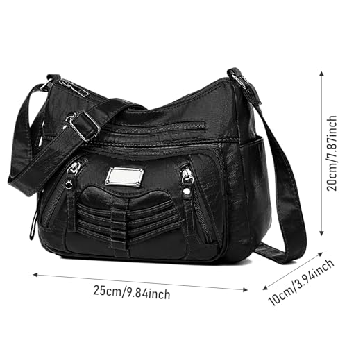 Image of WITERY Crossboby Bag for Women - Soft PU Leather Multi-Pocket Shoulder Bag Handbag with Adjustable Strap