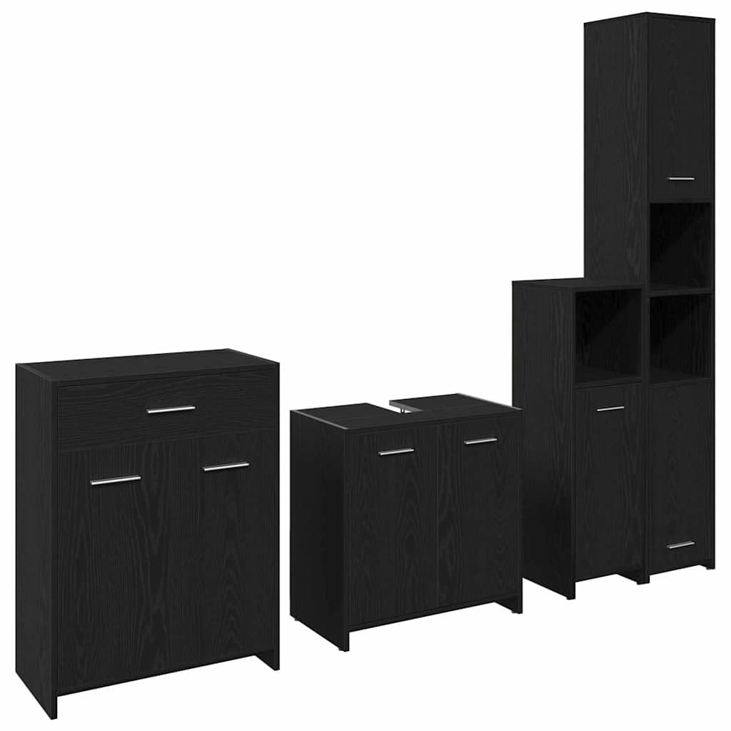 Mobiliario de baño moderno: conjunto de 4 piezas de diseño en negro