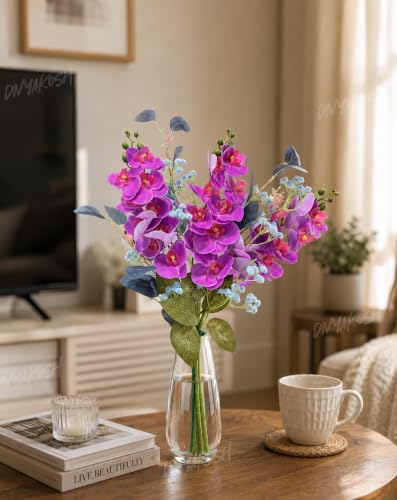 Image of Divyakosh Purple Orchid Bouquet, Artificial Flowers for Vase's (VASE NOT Included), Decorative Flower Bunch for Home Decor