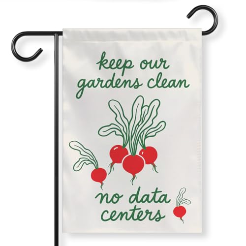 BAVAHA [12x18"] No Data Centers Flag Anti AI Garden Flag Anti-Data Center Water Electricity Power Resist Tech Flags Protest Sign Community Political Gifts Outdoor Decor Home Porch Entry Patio (2Sided)