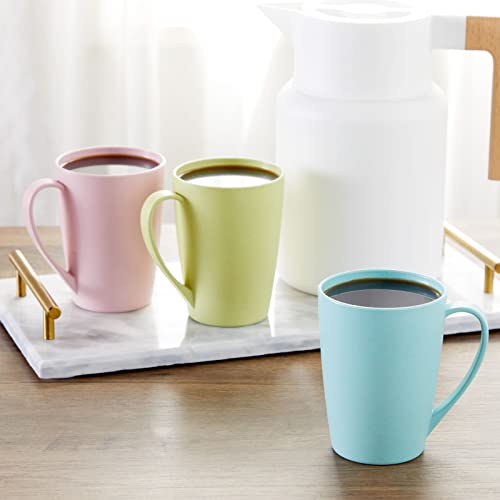 Okuna-Outpost-6-Pack-12oz-Wheat-Straw-Mugs-Dishwasher-Safe-Unbreakable-Coffee-Mug-Set-with-Handles-Reusable-Plastic-Mug-for-Coffee-Tea-Milk-Warm-Beverages-3-Colors-4x3x4-in