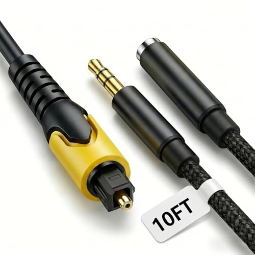 192KHz HDMI ARC to Optical Audio Converter 10FT ARC to Toslink SPDIF Audio Extractor Adapter Cable for TV to Soundbar PCM/LPCM 2.0 (Optical to 3.5mm)