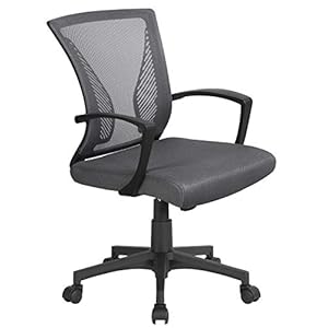 Yaheetech Dark Grey Office Executive Computer Chair Ergonomic Swivel Chair with Comfy Lumbar Back Support and Wheels for Home Students Study