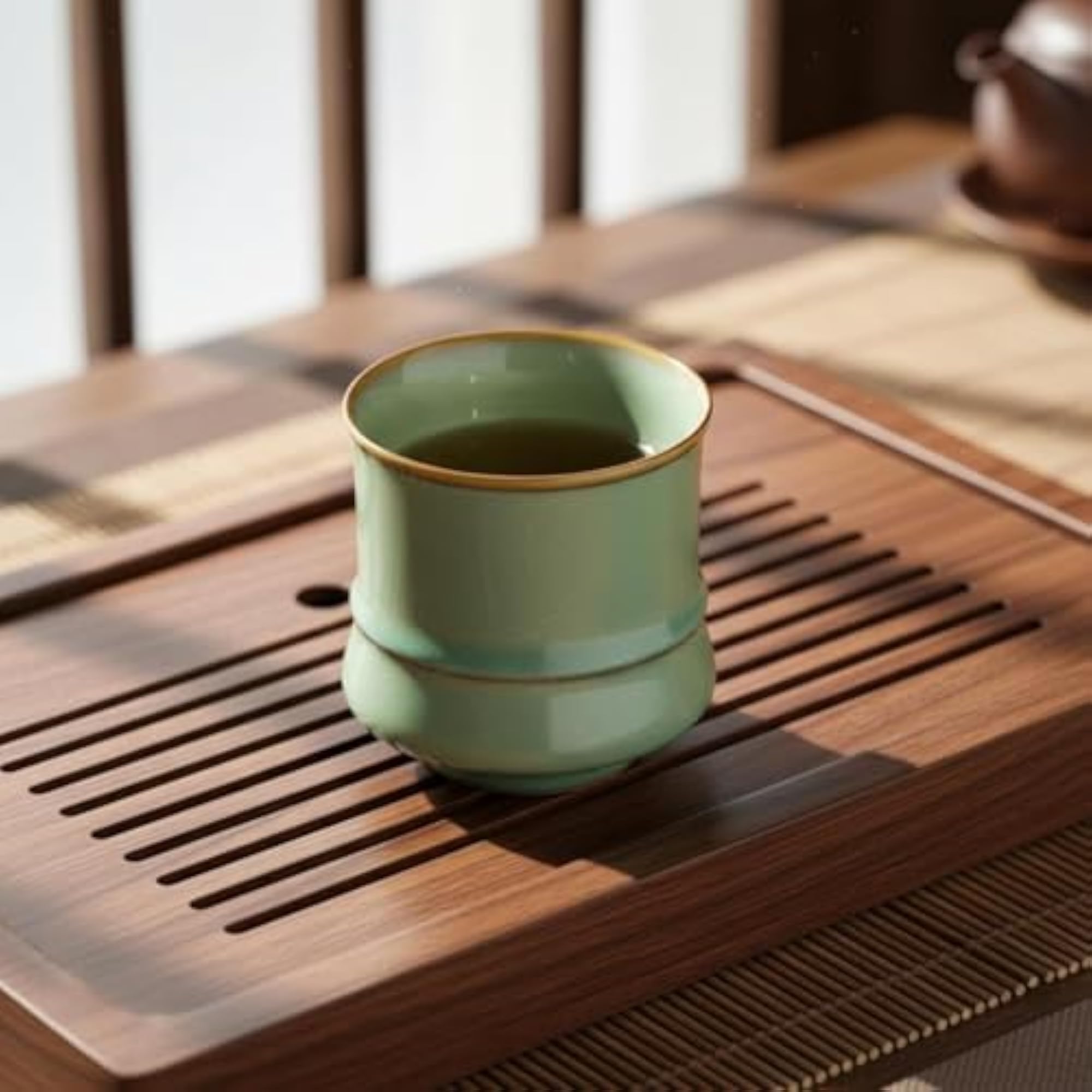 Polished Glaze Bamboo Joint Design Teacup